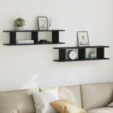 vidaXL 2 db fekete tölgy szerelt fa fali polcok 90x18x20 cm bútor