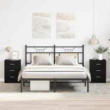 vidaXL 2 db fekete tölgyszínű szerelt fa éjjeliszekrény 38x35x55 cm bútor