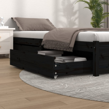vidaXL 2 db fekete tömör fenyőfa ágyneműtartó fiók ágy és ágykellék