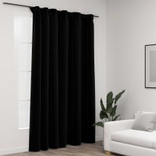 vidaXL 2 db fekete vászonhatású sötétítőfüggöny kampókkal 290 x 245 cm lakástextília