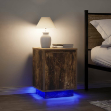 vidaXL 2 db füstölt tölgy éjjeliszekrények LED világítással 38x34x50cm bútor