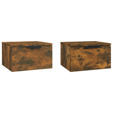 vidaXL 2 db füstös tölgy falra szerelhető éjjeliszekrény 34x30x20 cm (817088) bútor