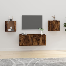 vidaXL 2 db füstös tölgy falra szerelhető TV-szekrény 40x34,5x40 cm bútor