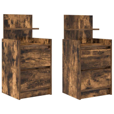vidaXL 2 db füstös tölgy színű éjjeliszekrények 2 fiókkal 38x34x80 cm (861364) bútor