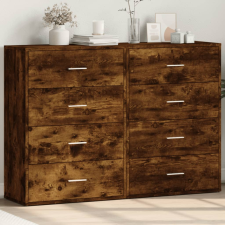 vidaXL 2 db füstös tölgy színű szerelt fa tálalószekrény 60x31x84 cm bútor