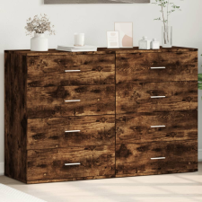 vidaXL 2 db füstös tölgy színű szerelt fa tálalószekrény 60x39x80 cm bútor