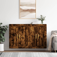 vidaXL 2 db füstös tölgyszínű falra szerelhető fa éjjeliszekrény bútor