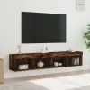 vidaXL 2 db füstös tölgyszínű TV-szekrény LED-világítással 80x30x30 cm