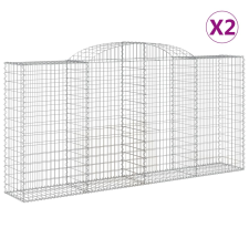 vidaXL 2 db íves horganyzott vas gabion kosár 300x50x140/160 cm (3146737) kerti tárolás
