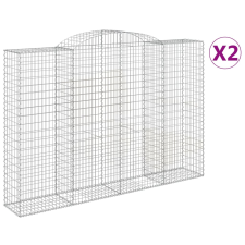 vidaXL 2 db íves horganyzott vas gabion kosár 300x50x200/220 cm (3146791) kerti tárolás