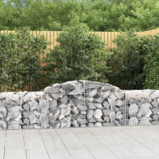 vidaXL 2 db íves horganyzott vas gabion kosár 300x50x60/80 cm kerti dekoráció