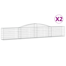 vidaXL 2 db íves horganyzott vas gabion kosár 400x30x60/80 cm (3146840) kerti tárolás