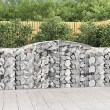 vidaXL 2 db íves horganyzott vas gabion kosár 400x50x100/120 cm kerti dekoráció