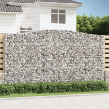 vidaXL 2 db íves horganyzott vas gabion kosár 400x50x220/240 cm kerti dekoráció