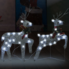 vidaXL 2 db karácsonyi rénszarvas 40 ezüstszínű LED-del karácsonyi dekoráció