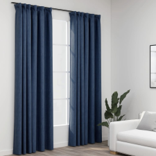 vidaXL 2 db kék vászonhatású sötétítőfüggöny kampókkal 140 x 225 cm lakástextília