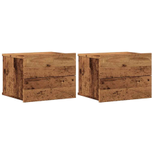 vidaXL 2 db kézműves tölgy falra szerelhető éjjeliszekrény 40x32x30 cm (855945) bútor