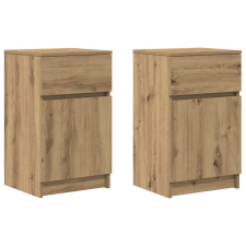 vidaXL 2 db kézműves tölgy színű éjjeliszekrény 39x35x65 cm (861336) bútor