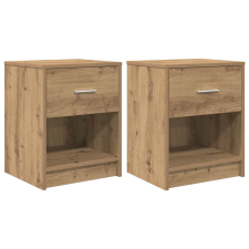 vidaXL 2 db kézműves tölgy színű éjjeliszekrény fiókkal 40x34x50 cm (858784) bútor
