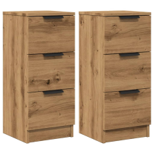 vidaXL 2 db kézműves tölgy színű szerelt fa tálalószekrény 30x30x70 cm (856958) bútor