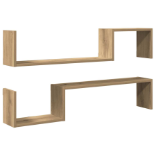 vidaXL 2 db kézműves tölgyszínű szerelt fa fali kockapolc 100x15x20 cm (856613) bútor