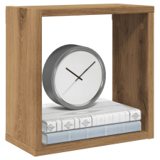 vidaXL 2 db kézműves tölgyszínű szerelt fa fali kockapolc 30x15x30 cm bútor