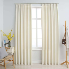 vidaXL 2 db krémszínű bársony sötétítőfüggöny kampókkal 140 x 225 cm lakástextília