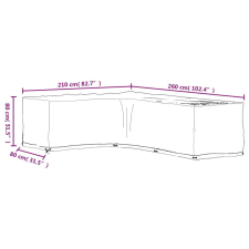 vidaXL 2 db L-alakú kerti bútorhuzat 16 fűzőlyukkal 210x260x80 cm kerti bútor