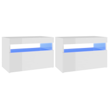 vidaXL 2 db magasfényű fehér éjjeliszekrény LED-lámpákkal 60x35x40 cm (3082787) bútor