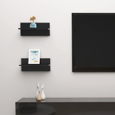 vidaXL 2 db magasfényű fekete fali polc 40 x 11,5 x 18 cm bútor
