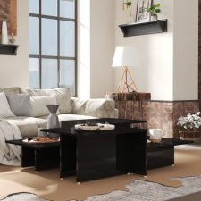 vidaXL 2 db magasfényű fekete forgácslap dohányzóasztal 111,5x50x33 cm bútor