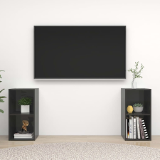 vidaXL 2 db magasfényű szürke forgácslap TV-szekrény 72 x 35 x 36,5 cm bútor