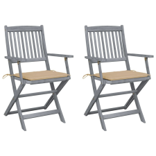 vidaXL 2 db összecsukható tömör akácfa kültéri szék párnával kerti bútor