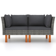 vidaXL 2 db polyrattan és tömör eukaliptuszfa sarokkanapé (315758) kerti bútor