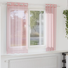 vidaXL 2 db rózsaszín fátyolfüggönyök rojtokkal 140x140 cm lakástextília