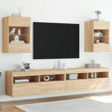 vidaXL 2 db sonoma-tölgy színű fali TV-szekrény LED-del 40x30x60,5 cm bútor