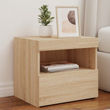 vidaXL 2 db sonoma-tölgyszínű éjjeliszekrény LED-fényekkel 50x40x45 cm bútor