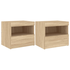vidaXL 2 db sonoma-tölgyszínű éjjeliszekrény LED-fényekkel 50x40x45 cm (836768) bútor