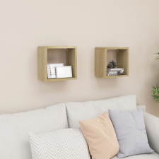 vidaXL 2 db sonoma-tölgyszínű forgácslap fali kockapolc 26x15x26 cm bútor