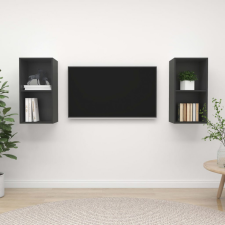 vidaXL 2 db szürke forgácslap falra szerelhető TV-szekrény bútor