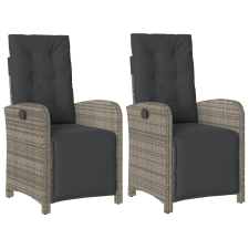 vidaXL 2 db szürke polyrattan dönthető kerti szék lábtartóval (365195) kerti bútor