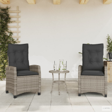 vidaXL 2 db szürke polyrattan dönthető kerti szék párnákkal kerti bútor
