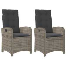 vidaXL 2 db szürke polyrattan dönthető kerti szék párnákkal (365171) kerti bútor