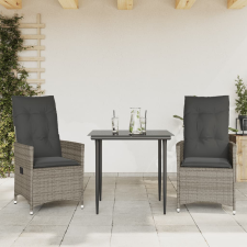 vidaXL 2 db szürke polyrattan dönthető kerti szék párnákkal (365647) kerti bútor