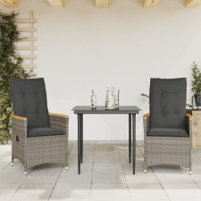 vidaXL 2 db szürke polyrattan dönthető kerti szék párnákkal (365651) kerti bútor