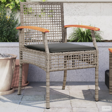 vidaXL 2 db szürke polyrattan és akácfa kerti szék párnákkal kerti bútor