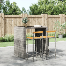 vidaXL 2 db szürke polyrattan és tömör akácfa bárszék bútor
