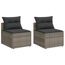 vidaXL 2 db szürke polyrattan karfa nélküli kerti kanapé párnákkal (365833) kerti bútor