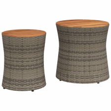 vidaXL 2 db szürke polyrattan kerti kisasztal fa asztallappal (366289) kerti bútor