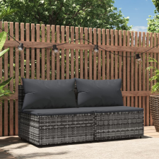 vidaXL 2 db szürke polyrattan kerti középső kanapé párnákkal kerti bútor